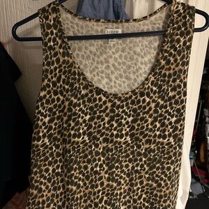 J.Crew Dress Women's Size Medium Leopard Print Sleeveless Fitted Side Slits